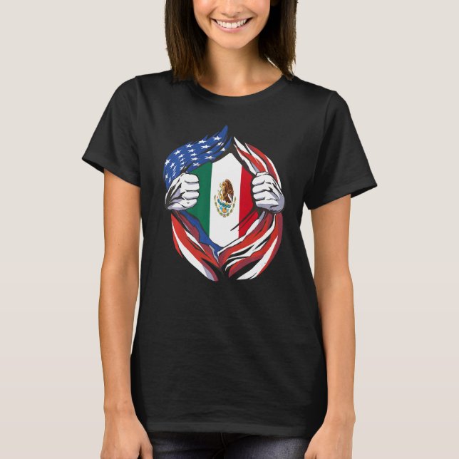 Mexiko Flagge amerikanischer Stolz auf mein mexika T-Shirt (Vorderseite)
