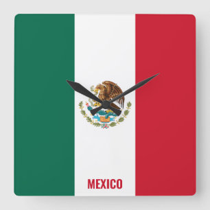 Mexiko-Flagge dazzling Patriotic Quadratische Wanduhr
