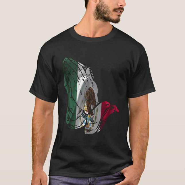 Mexiko-Flagge Gebet Hände T-Shirt (Vorderseite)