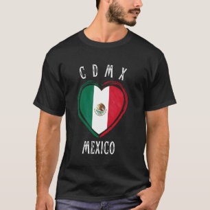 Mexiko-Flagge Herz Cdmx Stadt T-Shirt