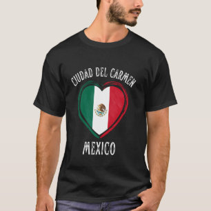 Mexiko-Flagge Herz Ciudad Del Carmen Stadt T-Shirt