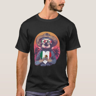 Mexiko-Flagge Herz Faultier Sonnenuntergang Tropis T-Shirt
