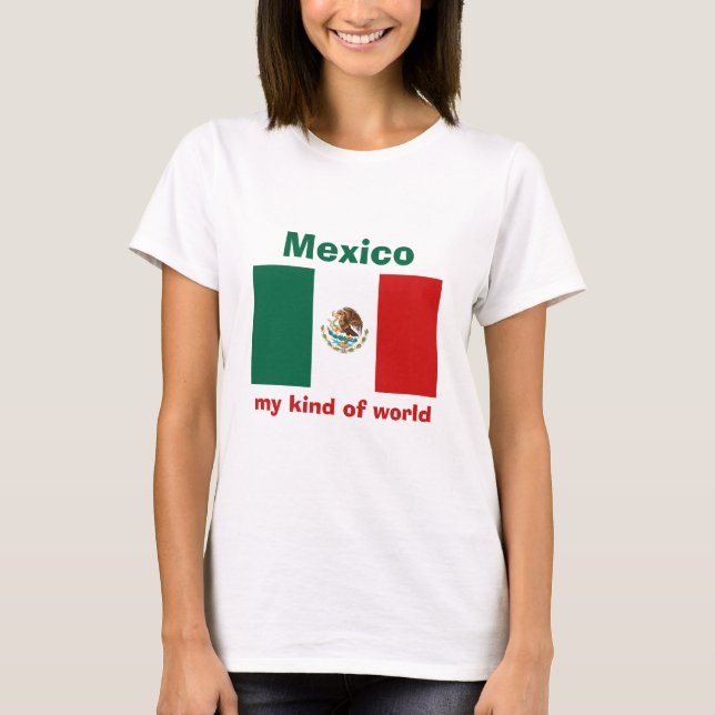 Mexiko-Flagge + Karte + Text-T - Shirt (Vorderseite)