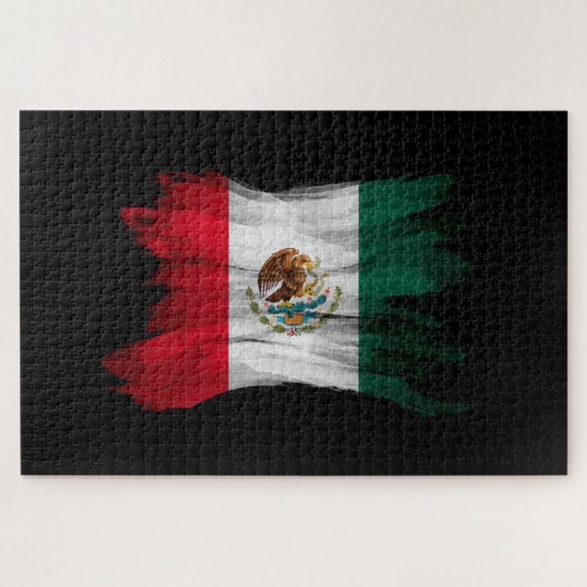 Mexiko-Flagge Pinselstrich, Nationalflagge Puzzle (Horizontal)