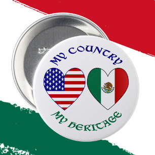 Mexiko-Flagge USA-Flagge Mein Land Mein Erbe  Button