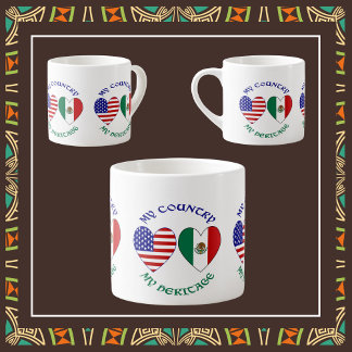 Mexiko Flaggen USA Flagge Mein Land mein Erbe Espressotasse