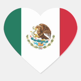 Mexiko Flaggenmittel Herz-Aufkleber
