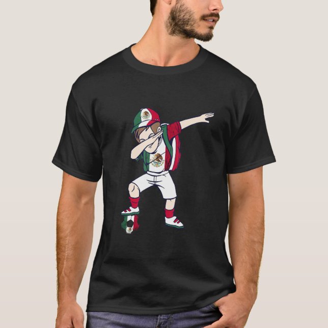 Mexiko Flaggenschläger Junge Mexikanische Fußballm T-Shirt (Vorderseite)