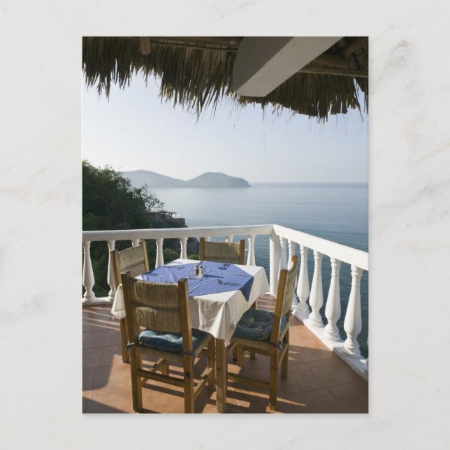 Mexiko, Guerrero, Zihuatanejo. Café Table over Postkarte (Vorderseite)