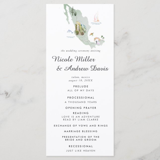 Mexiko | Hochzeit in Urlaubsort Programm (Vorderseite)