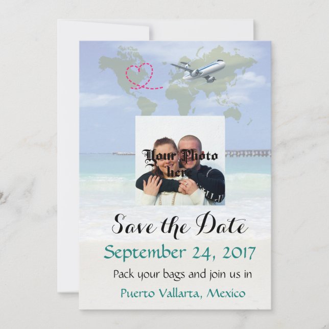 Mexiko Hochzeit in Urlaubsort Save the Date Karte (Vorderseite)
