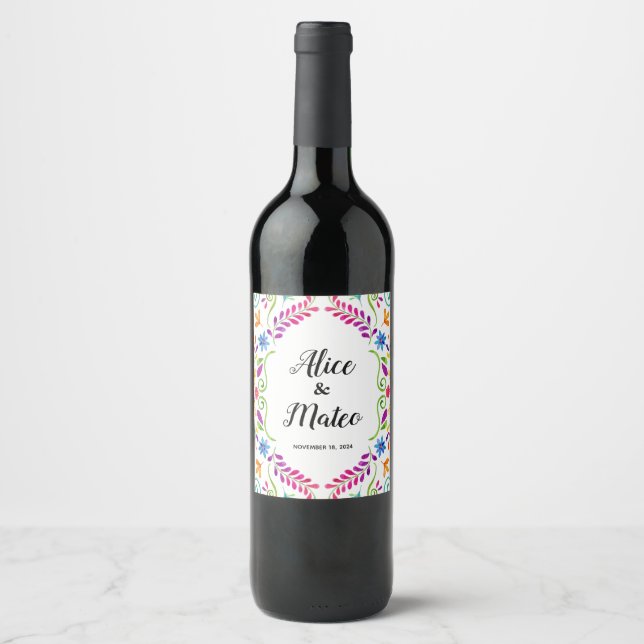 Mexiko Hochzeit Thema Wein Flaschen Etiketten (Vorderseite)
