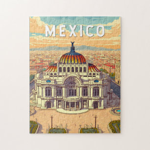 Mexiko Illustration Reise Kunst Vintage Puzzle