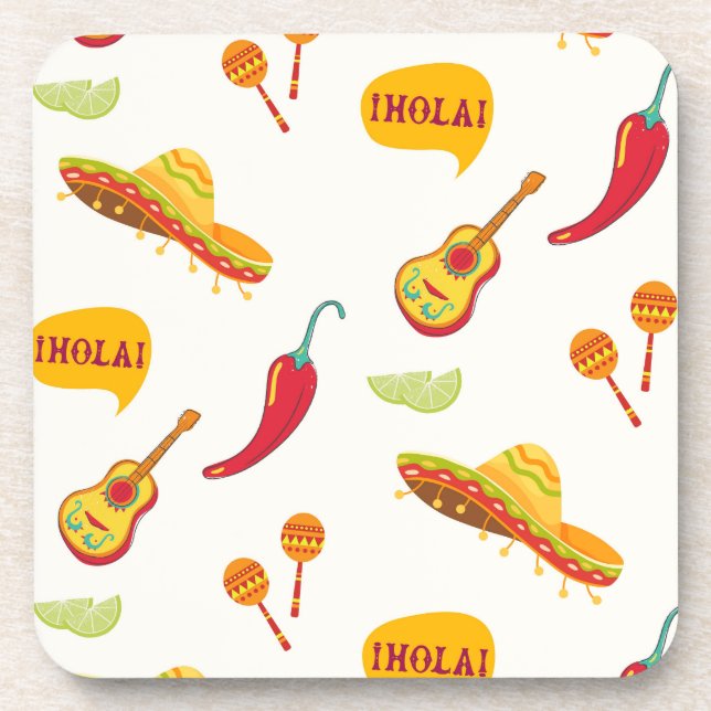 Mexiko inspiriertes Muster Getränkeuntersetzer (Vorderseite)