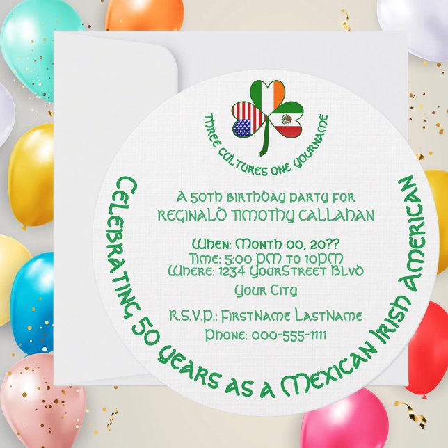 Mexiko Irland USA Kleeblatt Flag Einladung (Von Creator hochgeladen)