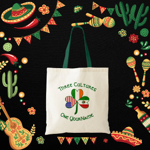 Mexiko Irland USA Kleeblatt Flagge Personalisiert Tragetasche