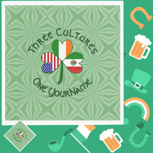 Mexiko Irland USA Kleeblatt Flagge Serviette