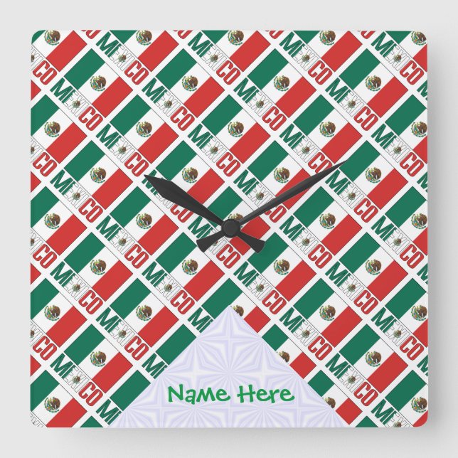 Mexiko-Kachel-Personalisierte quadratische Wand Wanduhr (Vorderseite)