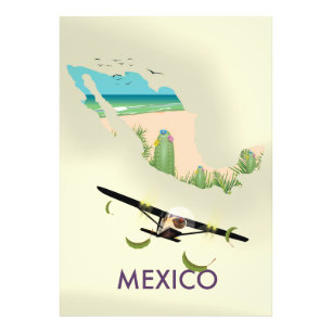 Mexiko-Karte-Reiseplakat Fotodruck