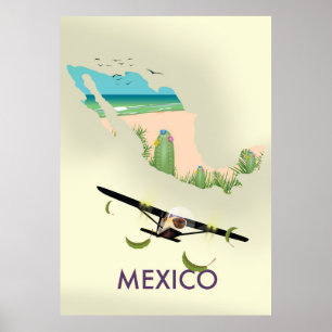 Mexiko-Karte-Reiseplakat Poster