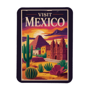 Mexiko Kultur Illustration Reise Kunst Vintage Magnet