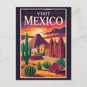 Mexiko Kultur Illustration Reise Kunst Vintage Postkarte