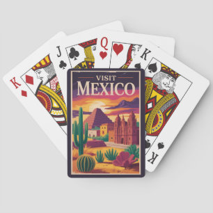 Mexiko Kultur Illustration Reise Kunst Vintage Spielkarten