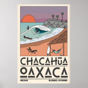Mexiko-Küstenkunst-Druck Chacahua-Surf-Szene Poster