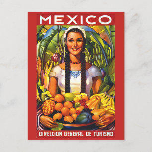 Mexiko, lächelnde Frau mit tropischen Früchten, Vi Postkarte