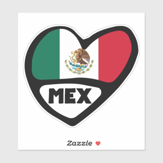 Mexiko Ländercode Flaggenherz, MEX Aufkleber (Blatt)