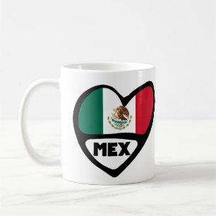 Mexiko Ländercode Flaggenherz, MEX Kaffeetasse
