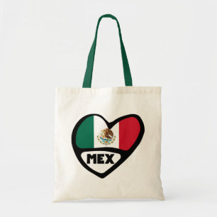 Mexiko Ländercode Flaggenherz, MEX Tragetasche