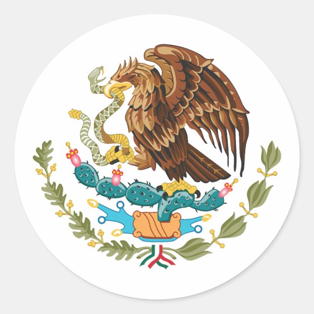 Mexiko Landeswappen Symbol Emblem Adler Runder Aufkleber (Vorderseite)