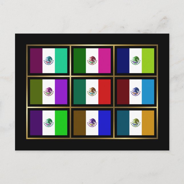 Mexiko Mehrfaches Flaggen Postkarte (Vorderseite)