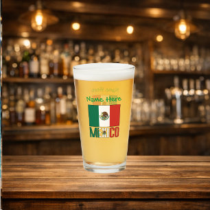 Mexiko Mexikanische Flagge Personalisierter Grüner Glas