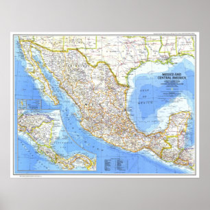 " Mexiko/Mittelamerika: 1980 Detaillierte MAP ... Poster