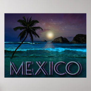 Mexiko Nacht am Strand Poster