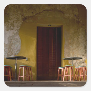 Mexiko, Oaxaca, Nachmittagssonnenlichtbalkon Quadratischer Aufkleber