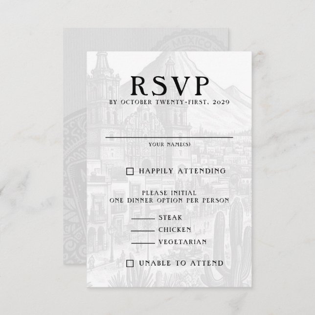 Mexiko-Pass RSVP Karte (Vorne/Hinten)