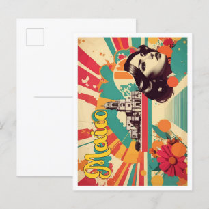 Mexiko Pop-Art-Reiseillustration Postkarte