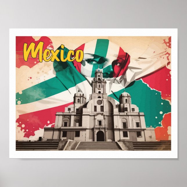 Mexiko Pop Kunstreise Illustration Poster (Vorne)