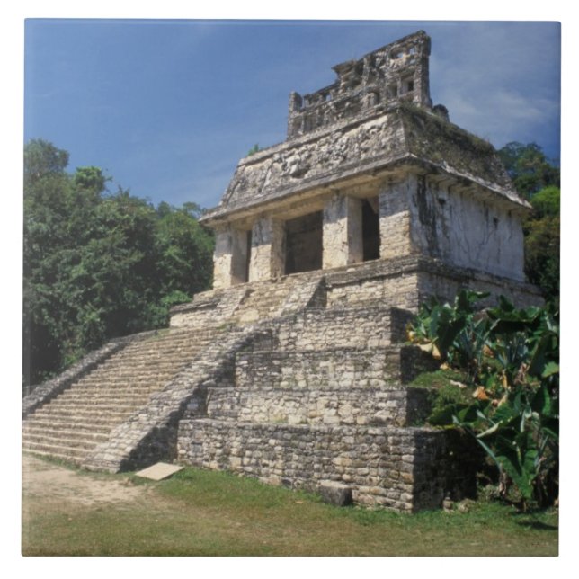 Mexiko, Provinz Chiapas, Palenque. Tempel Fliese (Vorderseite)