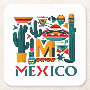 MEXIKO RECHTECKIGER PAPPUNTERSETZER