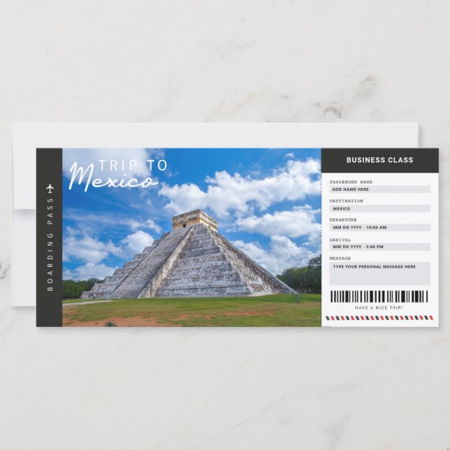 Mexiko Reise Boarding Pass Reisepass Ticket (Vorderseite)