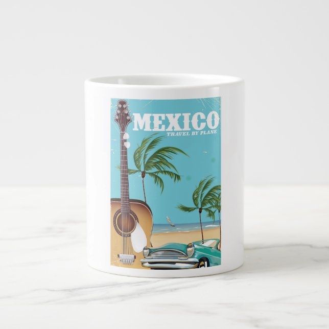 Mexiko - Reise mit dem Flugzeug Reiseplakat Jumbo-Tasse (Vorderseite)