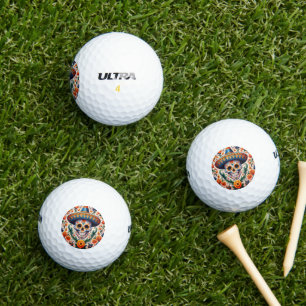 Mexiko Reisen Vintager Retro-Zuckerschädel Golfball