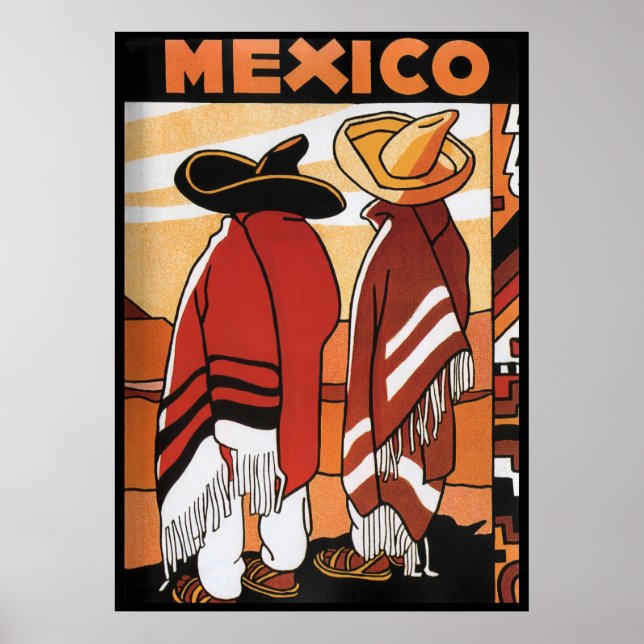Mexiko ~ Reiseplakat Mexikaner Zarapes Poster (Vorne)