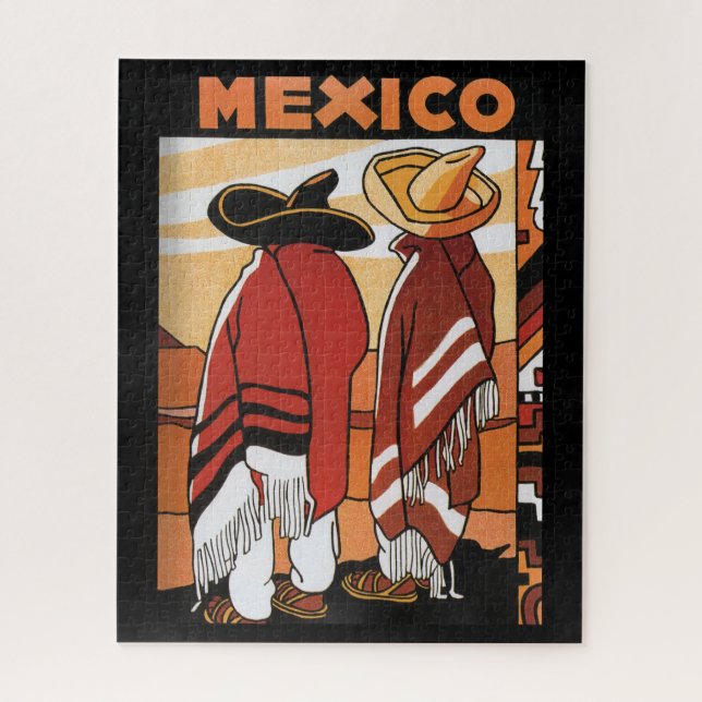 Mexiko ~ Reiseplakat Mexikaner Zarapes Puzzle (Vertikal)