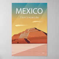 Mexiko Reiseplakat Teotihuacan Pyramide