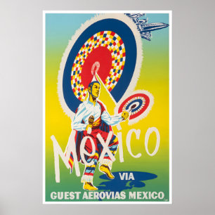 Mexiko-Reiseposter Mexikanischer Druck Gast Aerovi Poster